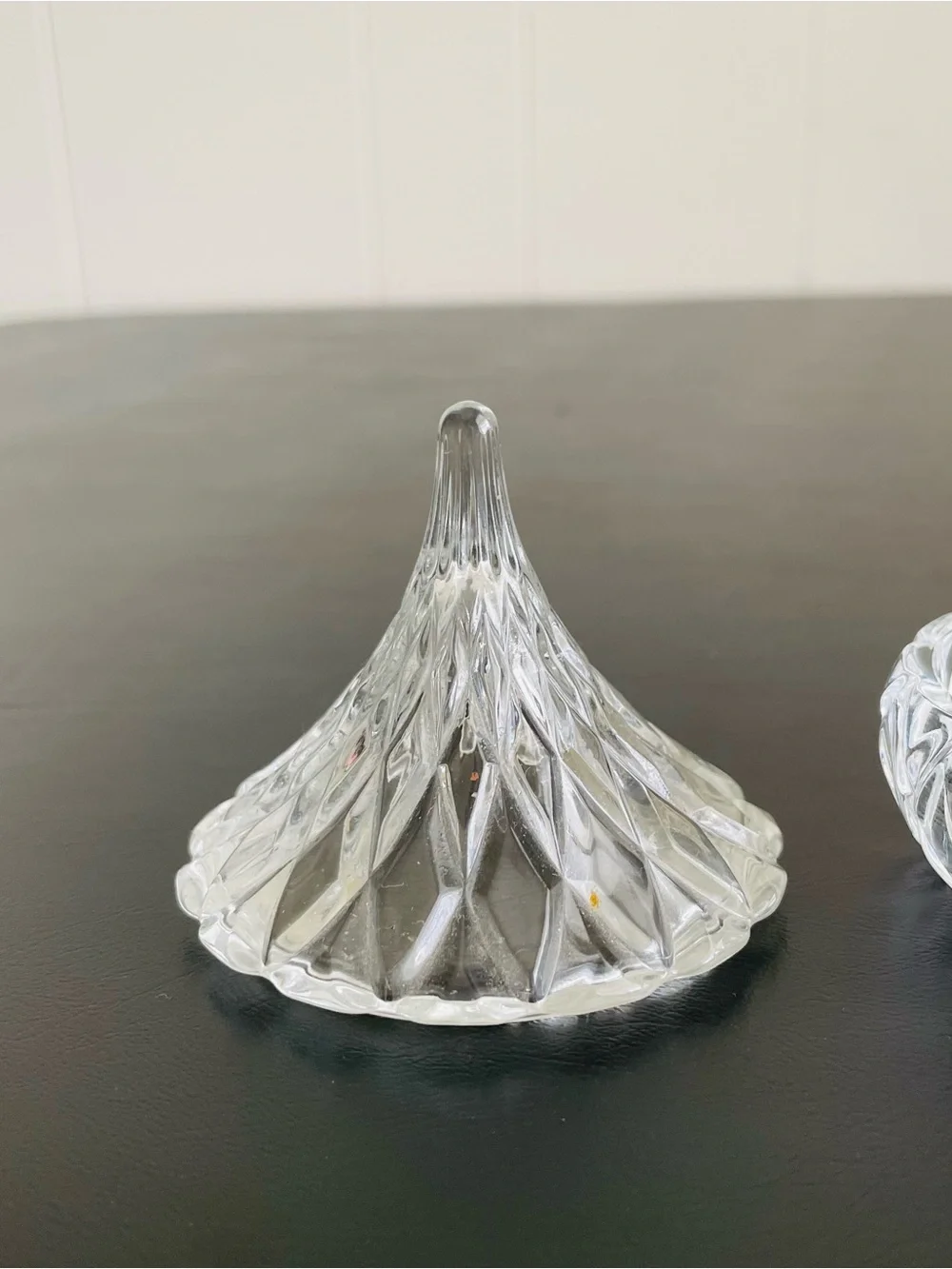 Clear Cut Glass Trinket Dish with Pointed Lid